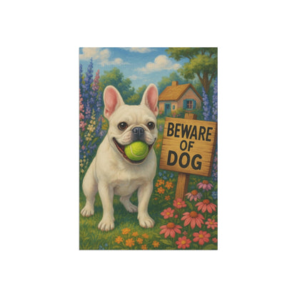 Printify Garden Flag White French Bulldog Beach Garden Flag