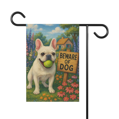 Printify Garden Flag White French Bulldog Beach Garden Flag