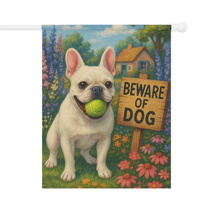 Printify Garden Flag White French Bulldog Beach Garden Flag