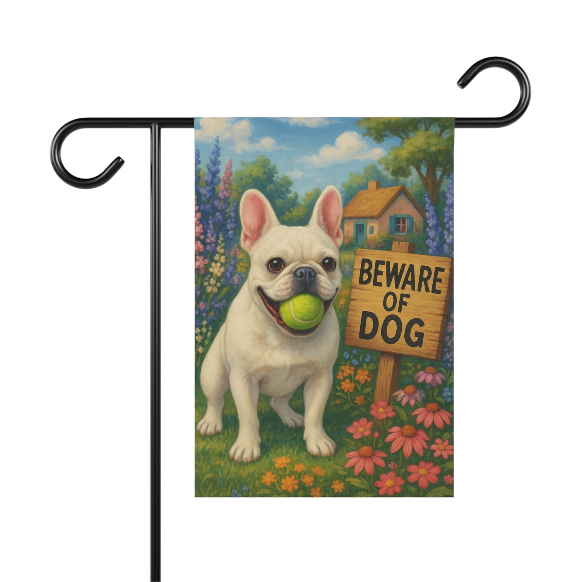 Printify Garden Flag White French Bulldog Beach Garden Flag