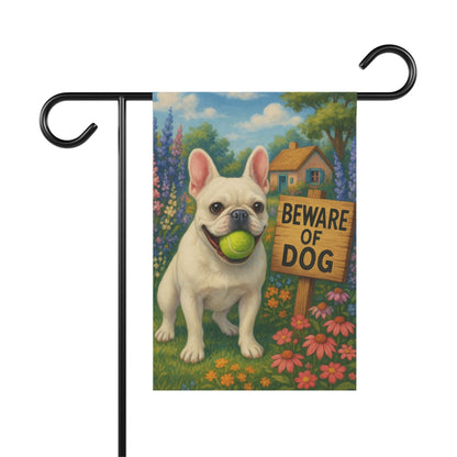 Printify Garden Flag White French Bulldog Beach Garden Flag