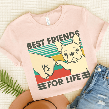 White French Bulldog Bestie TShirt Soft Pink