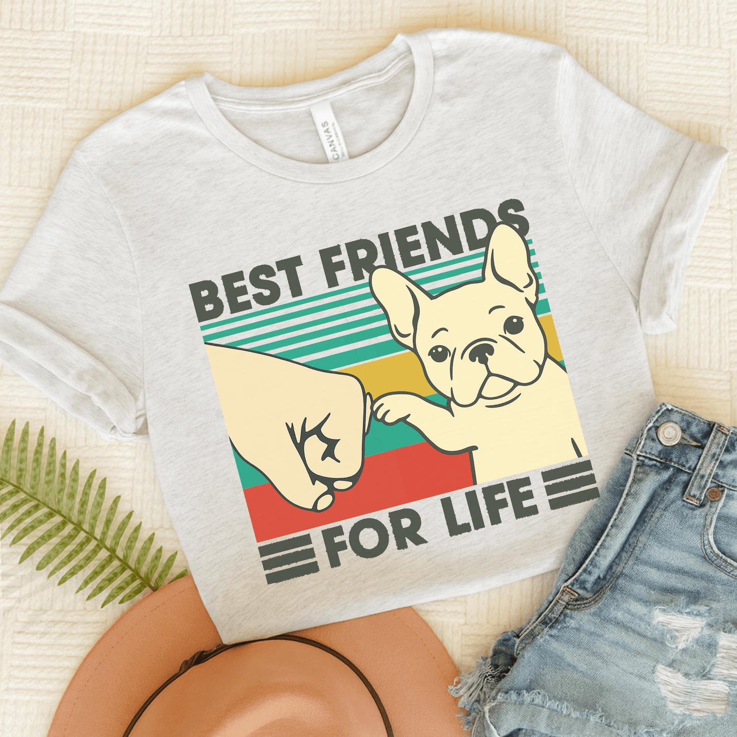 White French Bulldog Bestie TShirt Ash