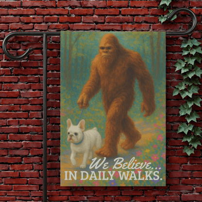 Printify Garden Flag 12'' × 18'' White French Bulldog Bigfoot Garden Flag