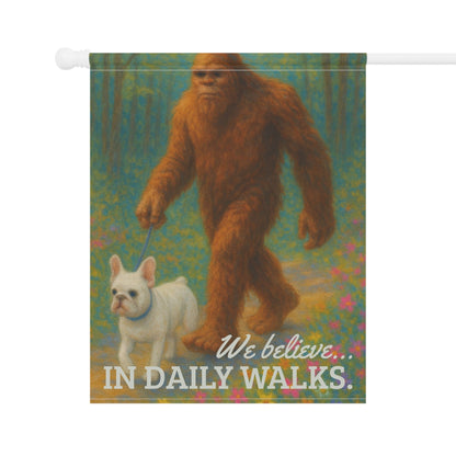 Printify Garden Flag White French Bulldog Bigfoot Garden Flag