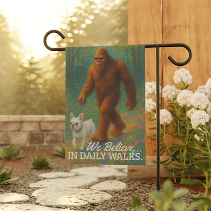 Printify Garden Flag White French Bulldog Bigfoot Garden Flag