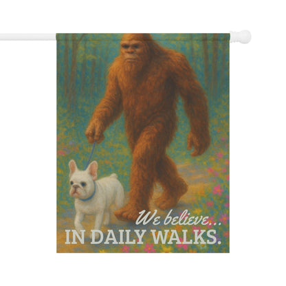 Printify Garden Flag White French Bulldog Bigfoot Garden Flag