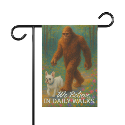 Printify Garden Flag White French Bulldog Bigfoot Garden Flag
