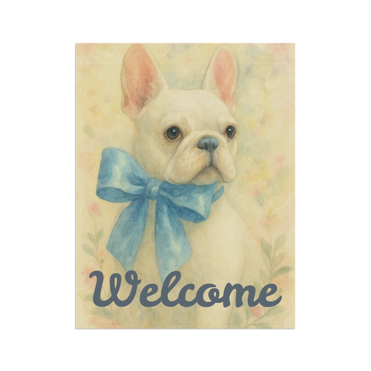 White French Bulldog Blue Coquette Garden Flag