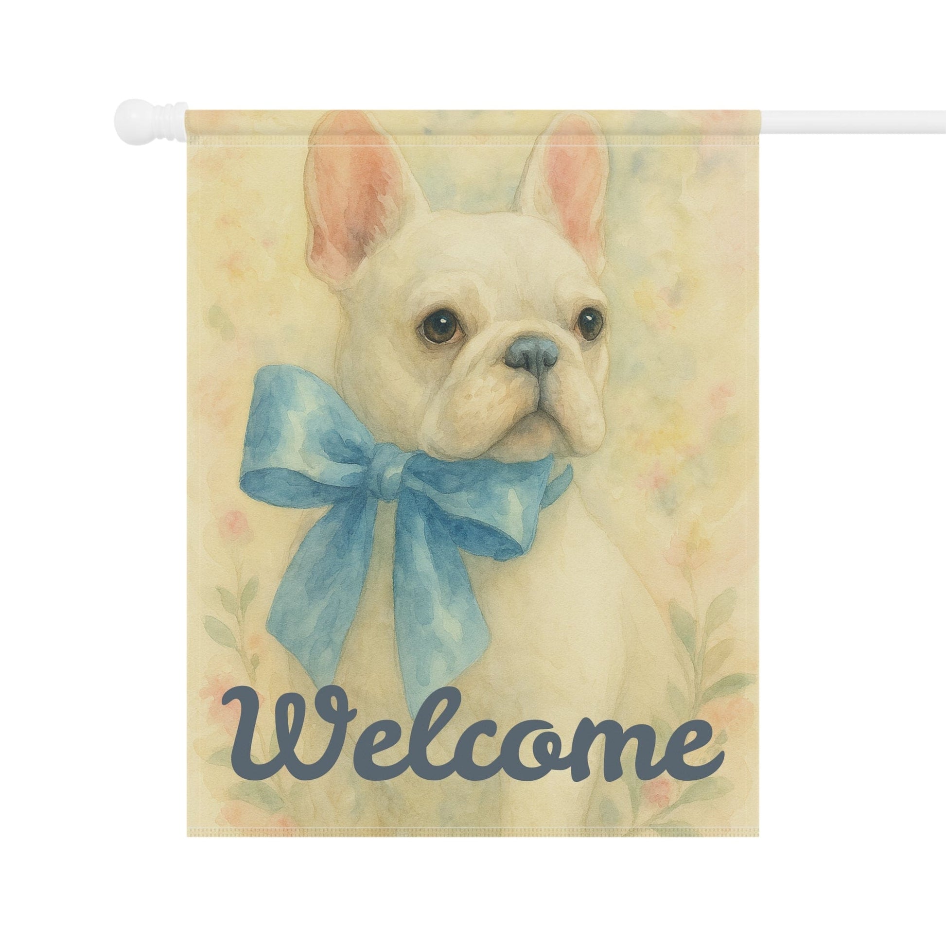 White French Bulldog Blue Coquette Garden Flag