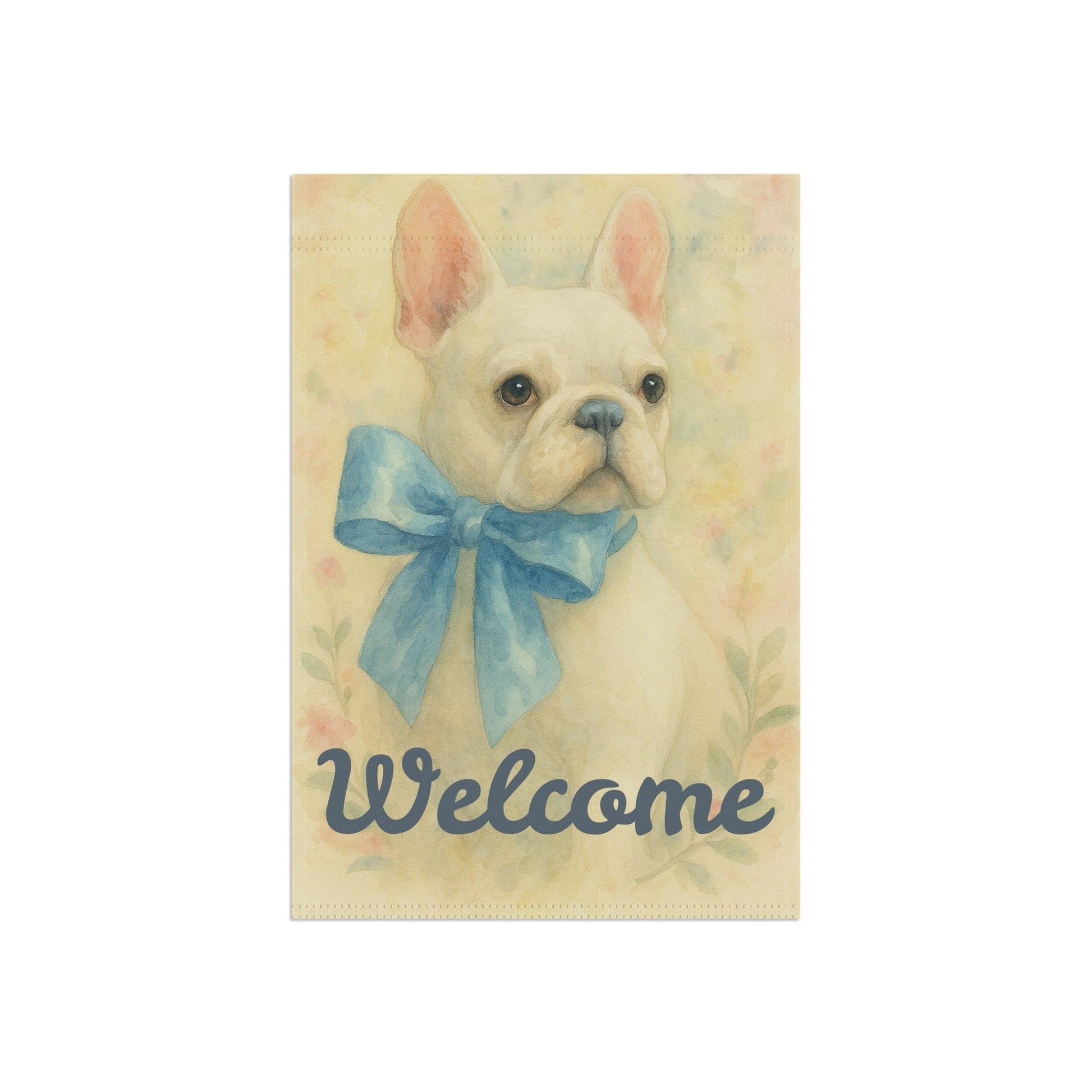 White French Bulldog Blue Coquette Garden Flag