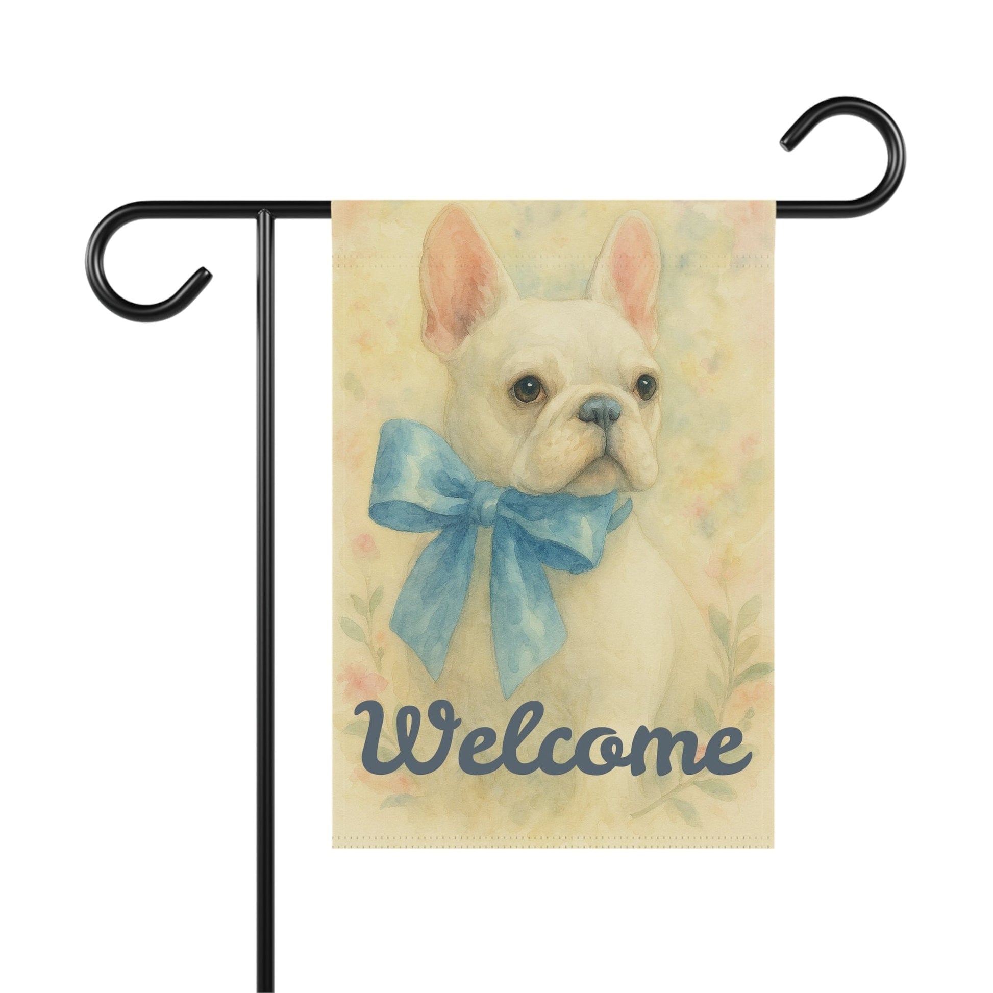 White French Bulldog Blue Coquette Garden Flag