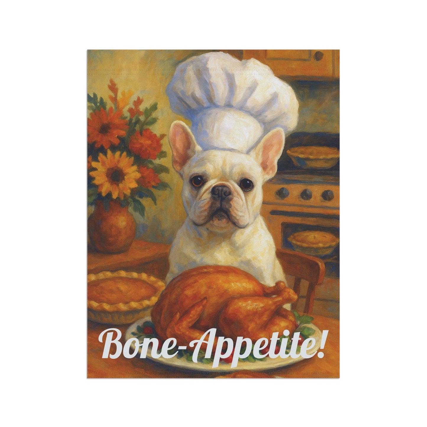 White French Bulldog Bone-Appetite Garden Flag