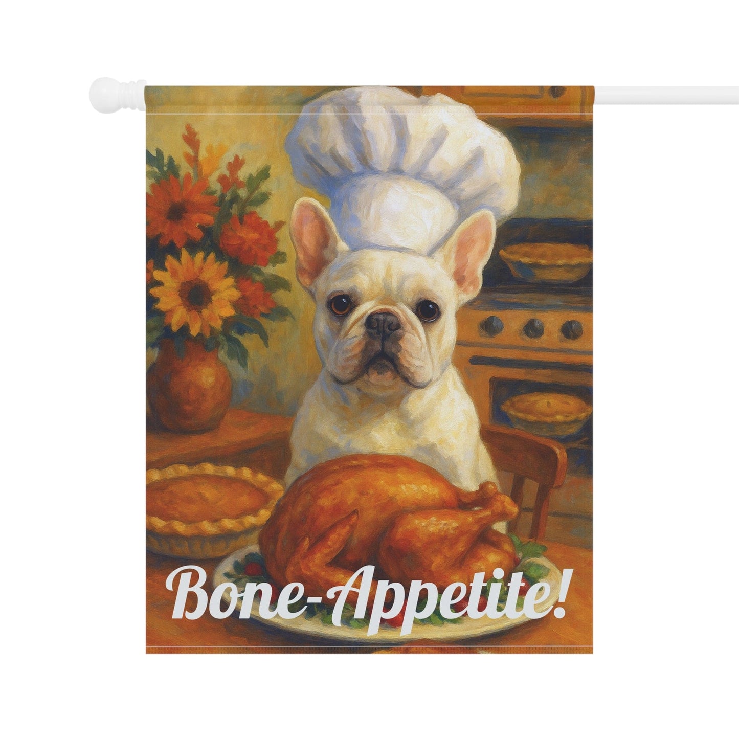 White French Bulldog Bone-Appetite Garden Flag