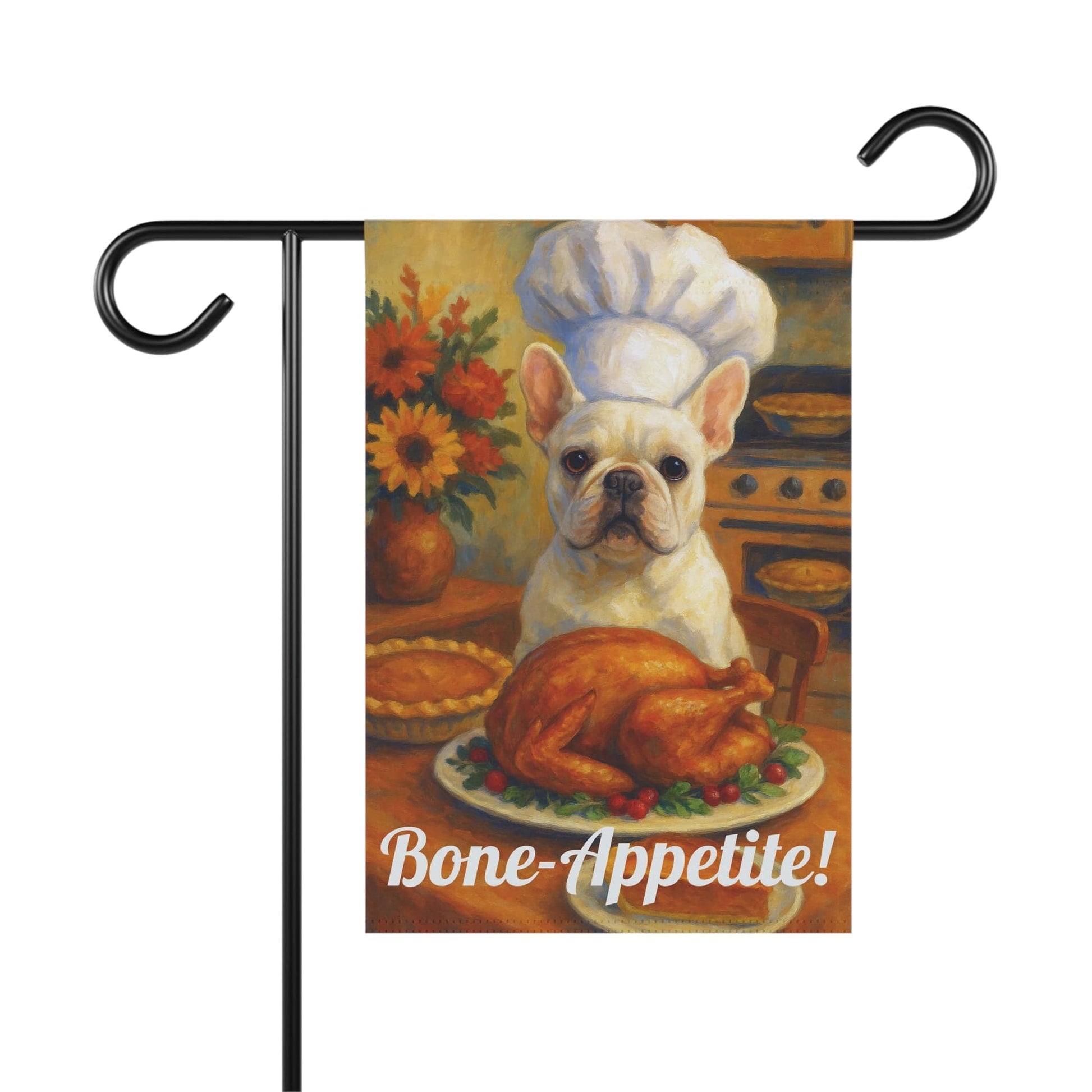 White French Bulldog Bone-Appetite Garden Flag