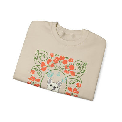White French Bulldog Butterfly Frame Sweatshirt