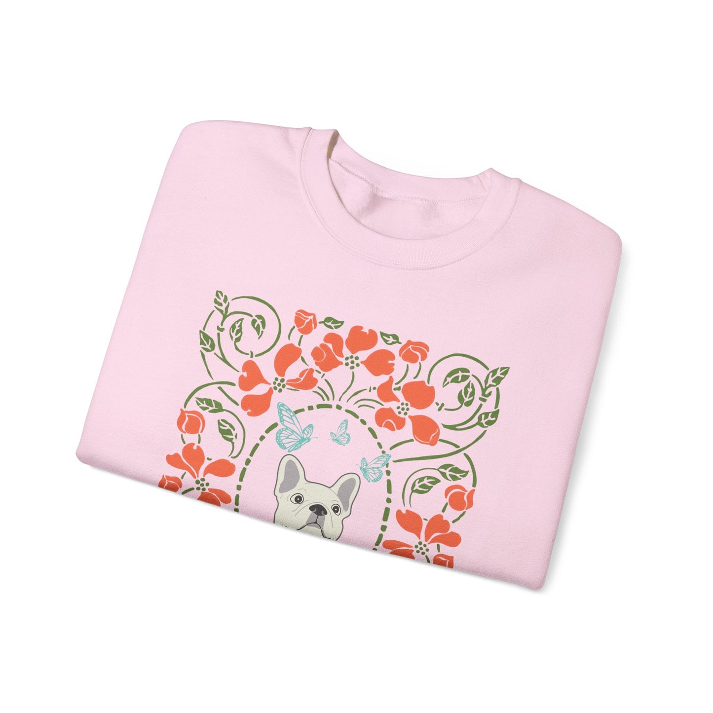 White French Bulldog Butterfly Frame Sweatshirt