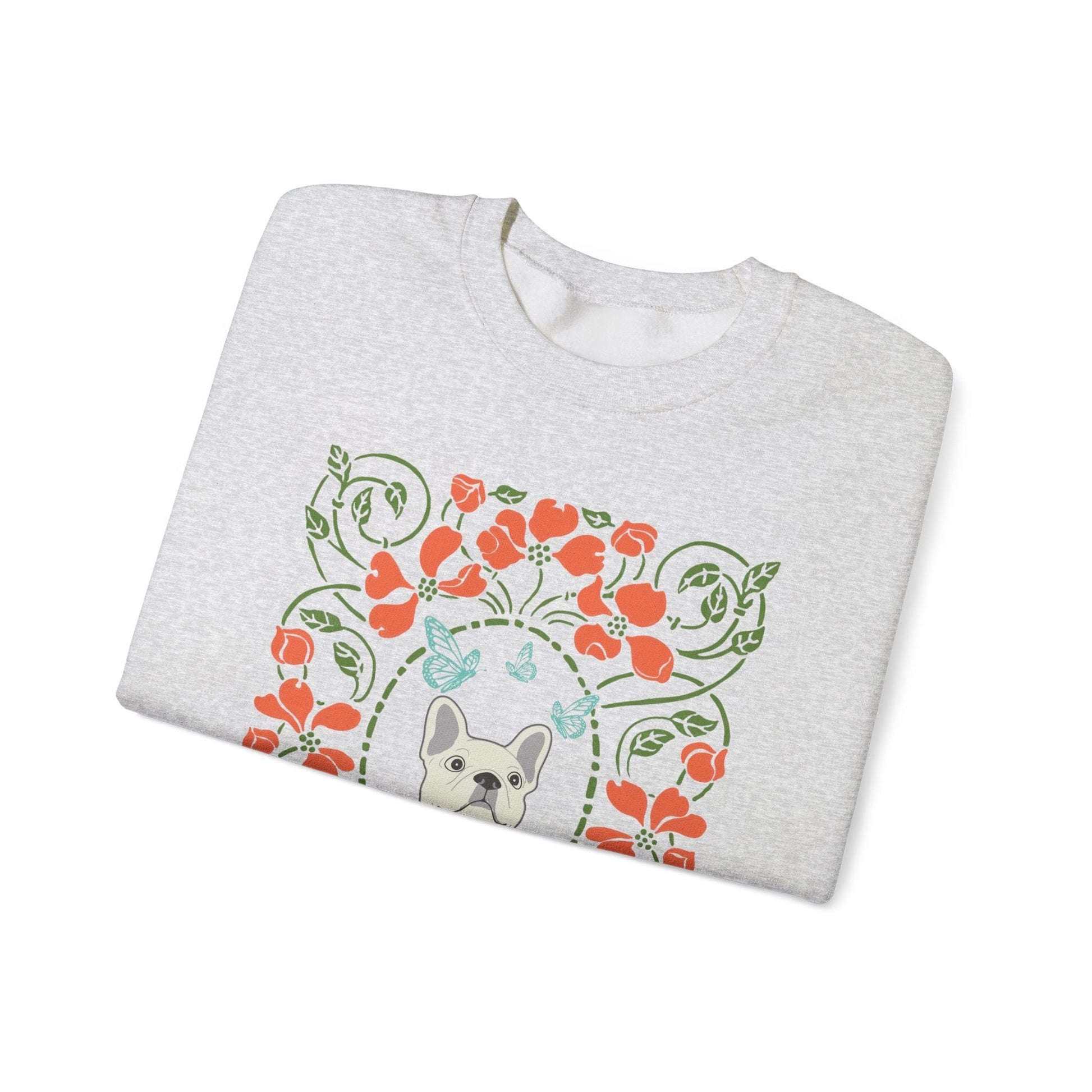 White French Bulldog Butterfly Frame Sweatshirt
