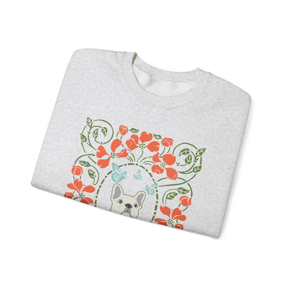 White French Bulldog Butterfly Frame Sweatshirt