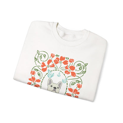 White French Bulldog Butterfly Frame Sweatshirt