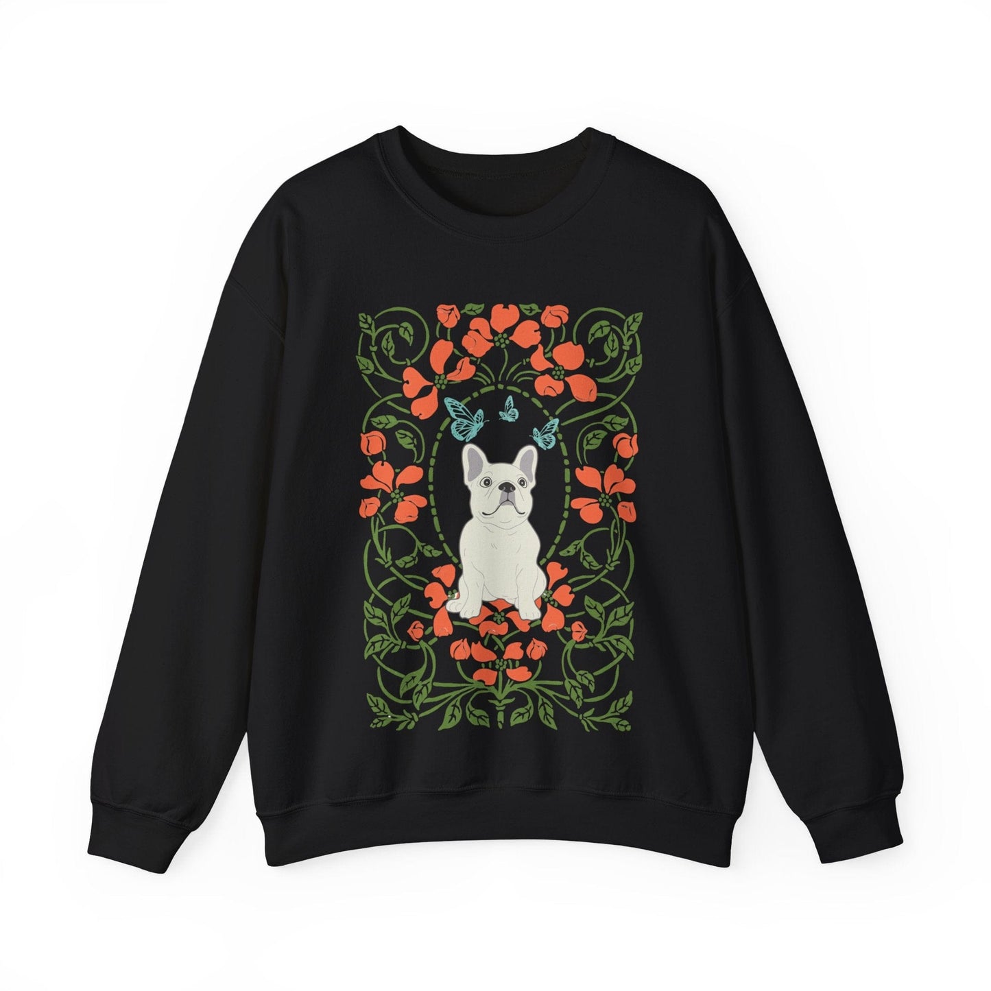 White French Bulldog Butterfly Frame Sweatshirt