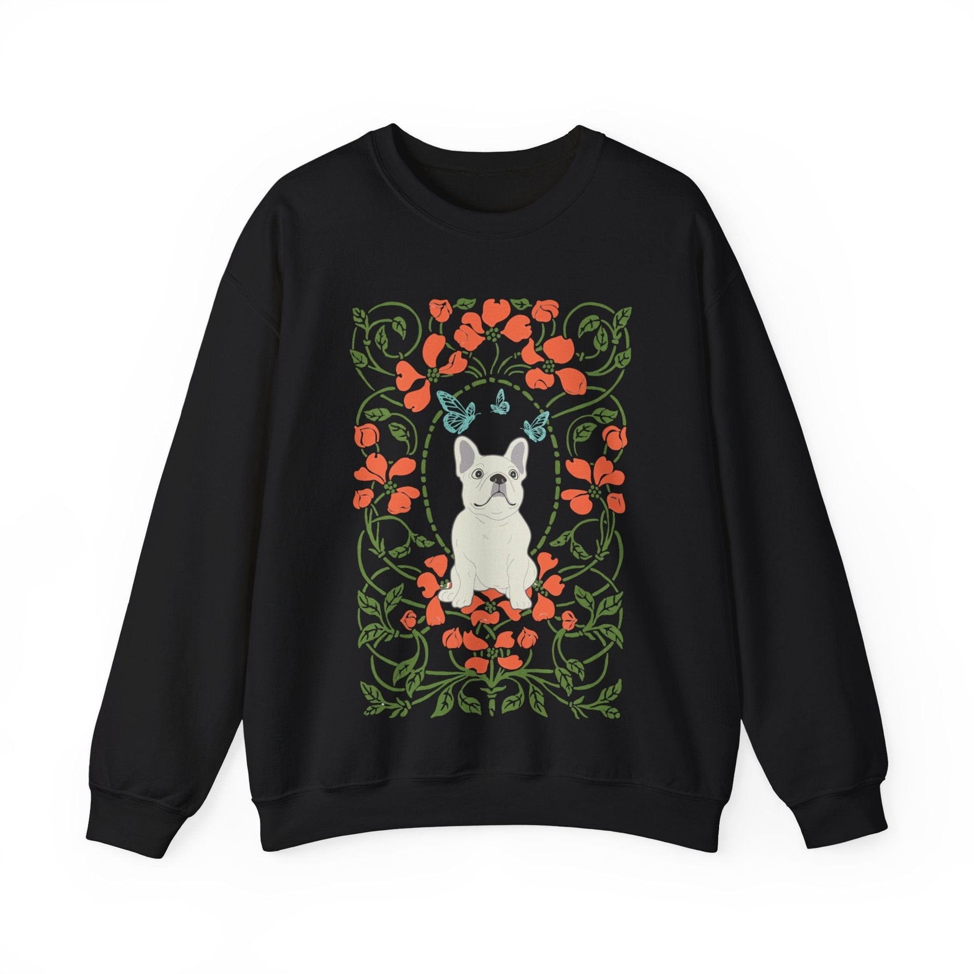 White French Bulldog Butterfly Frame Sweatshirt