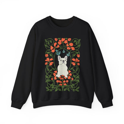 White French Bulldog Butterfly Frame Sweatshirt