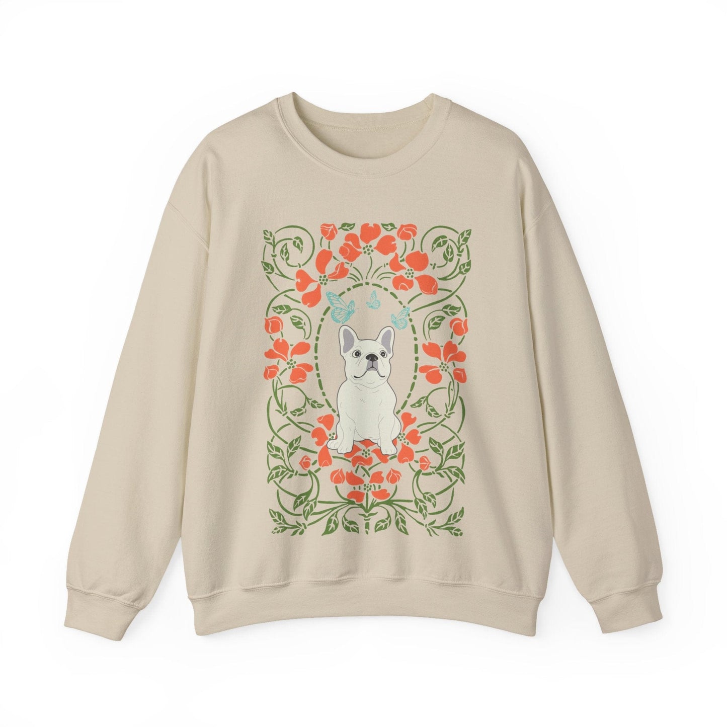 White French Bulldog Butterfly Frame Sweatshirt