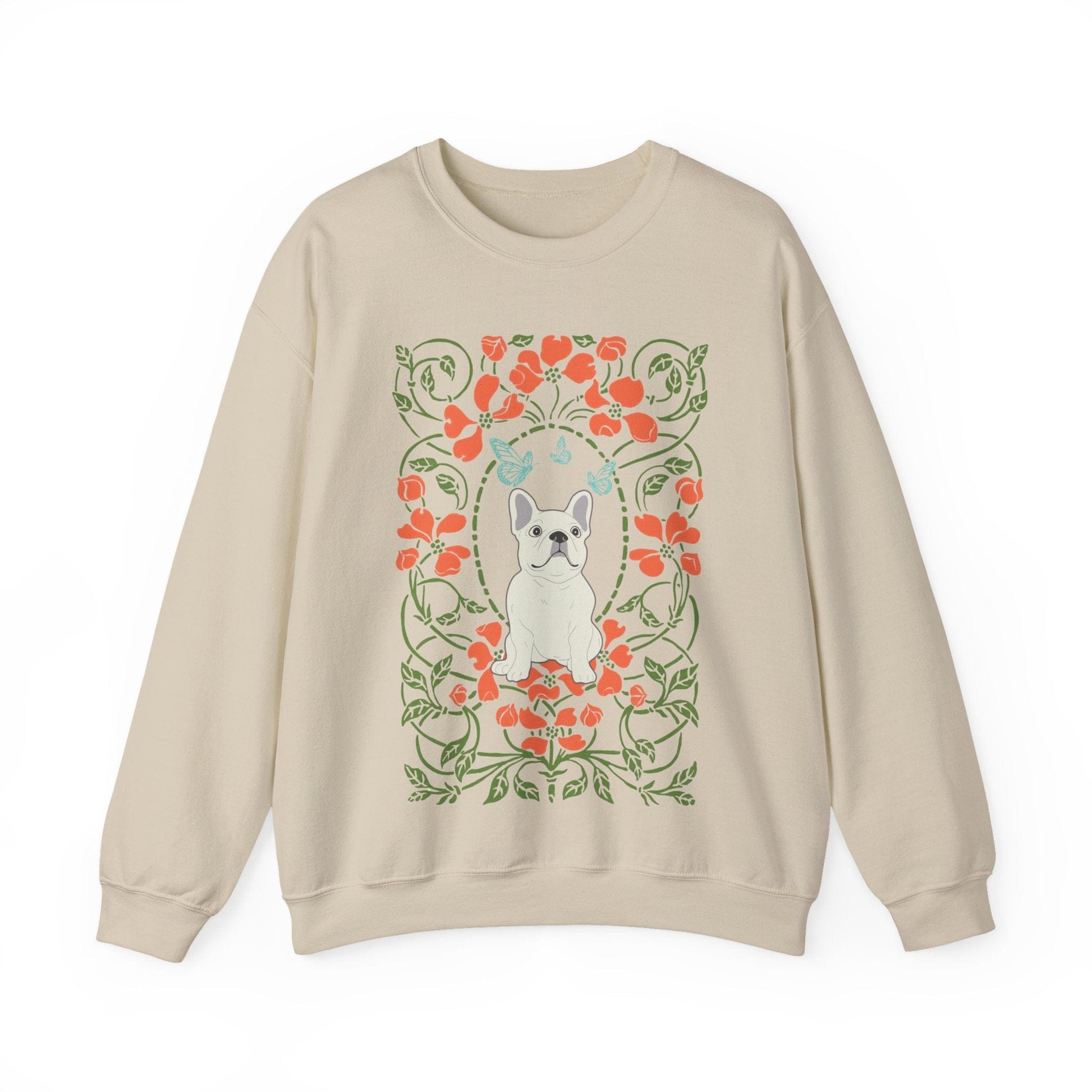 White French Bulldog Butterfly Frame Sweatshirt