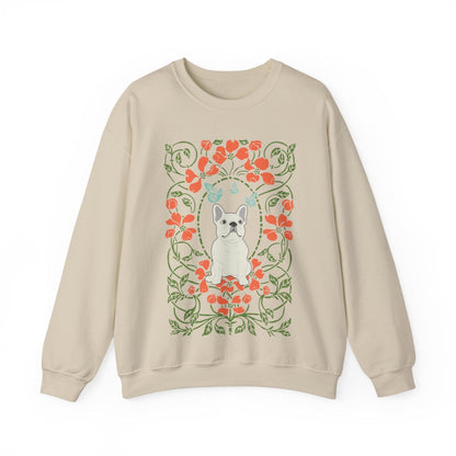 White French Bulldog Butterfly Frame Sweatshirt