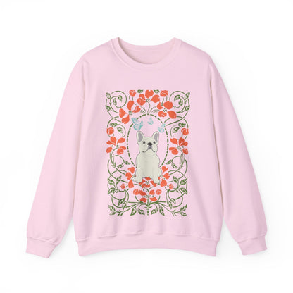 White French Bulldog Butterfly Frame Sweatshirt