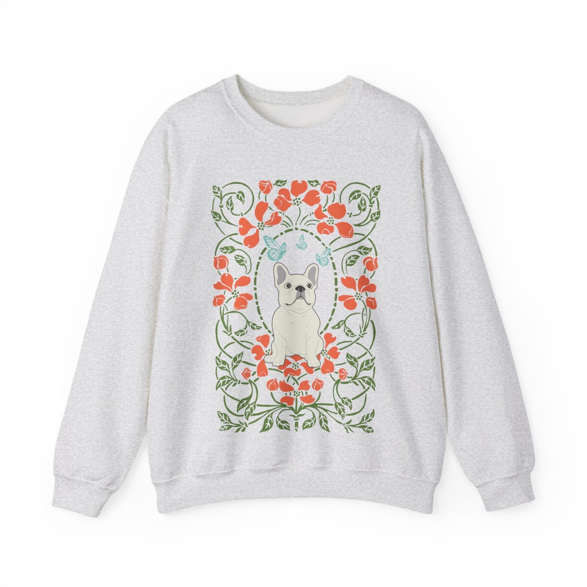 White French Bulldog Butterfly Frame Sweatshirt