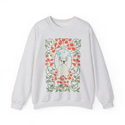 White French Bulldog Butterfly Frame Sweatshirt
