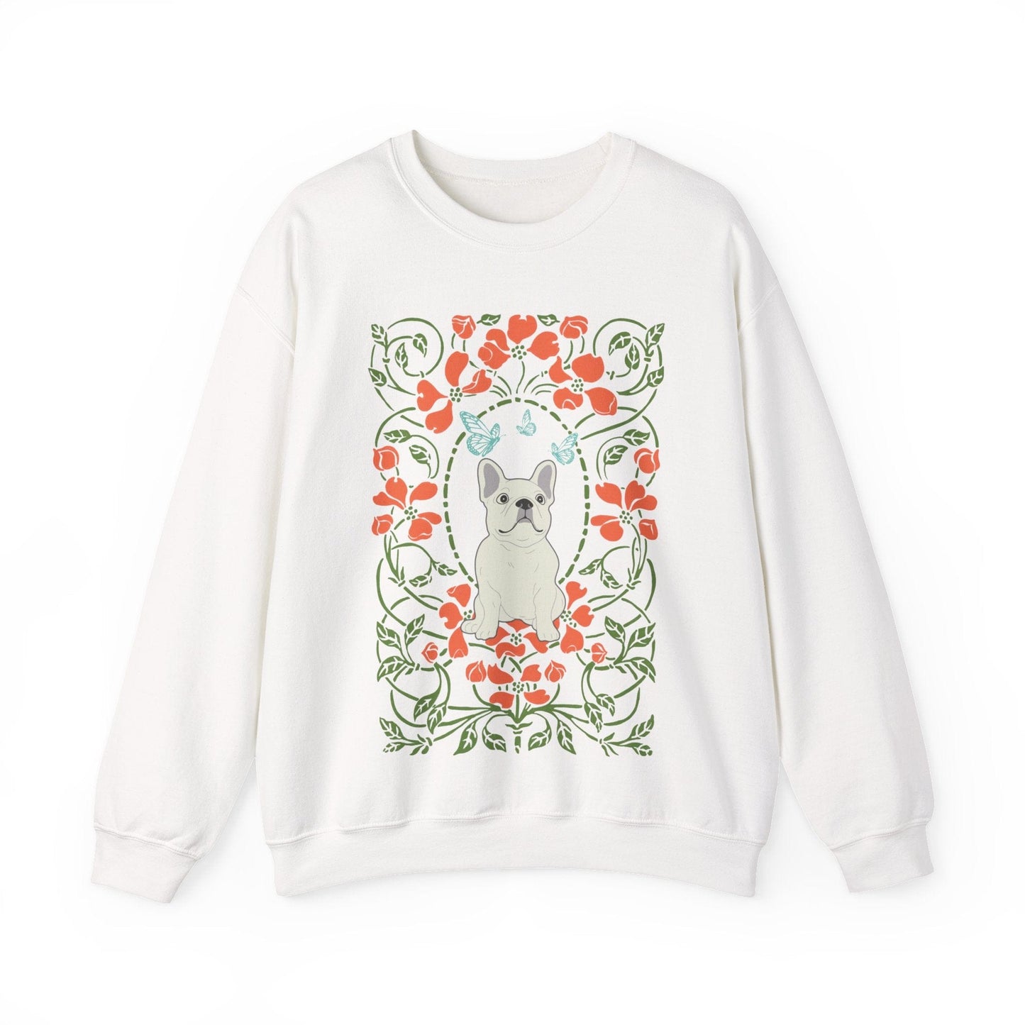 White French Bulldog Butterfly Frame Sweatshirt