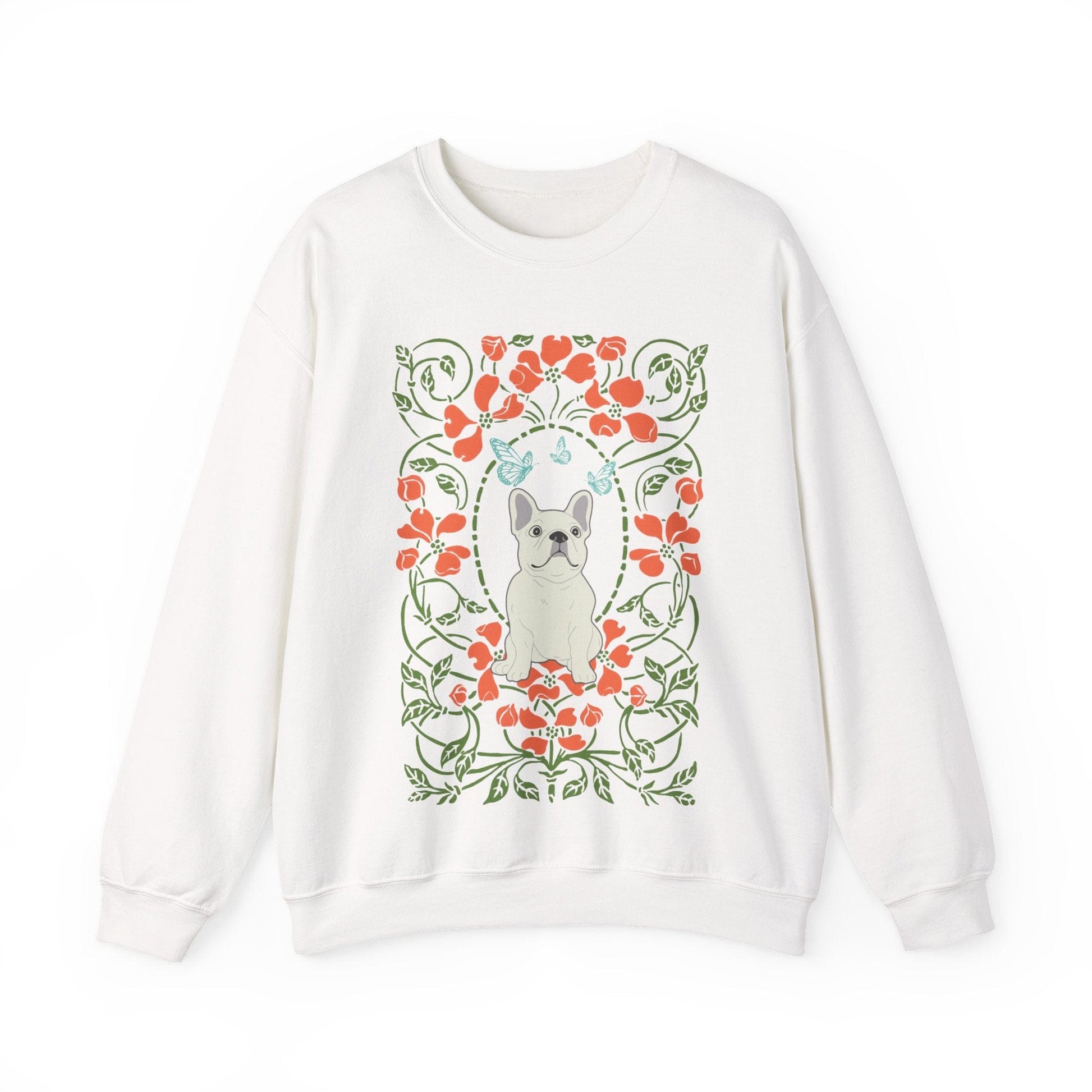 White French Bulldog Butterfly Frame Sweatshirt