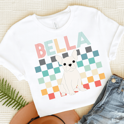 Printify T-Shirt White / S White French Bulldog Checkered Tee