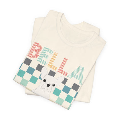 Printify T-Shirt White French Bulldog Checkered Tee