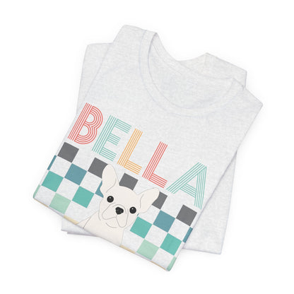 Printify T-Shirt White French Bulldog Checkered Tee