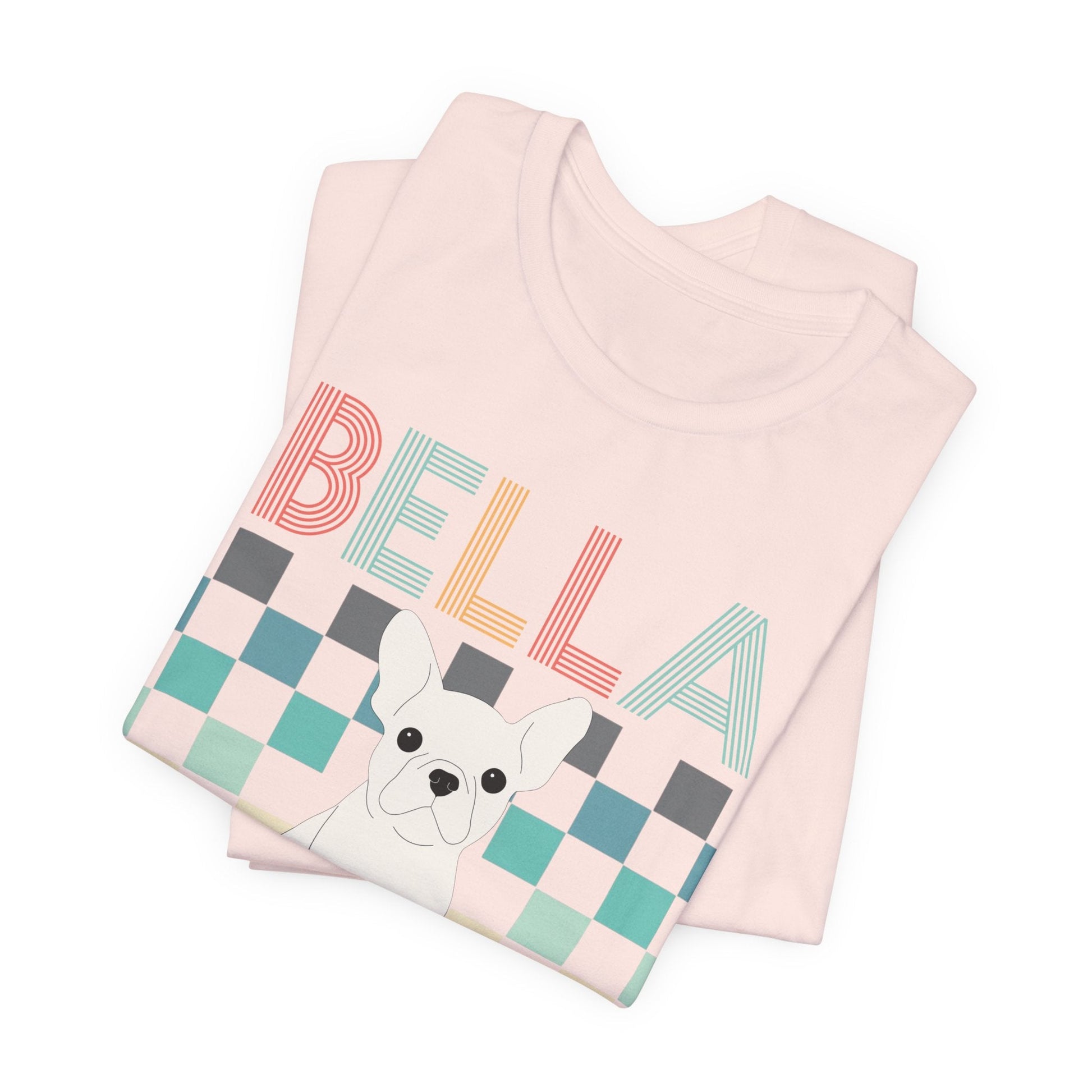 Printify T-Shirt White French Bulldog Checkered Tee