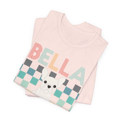Printify T-Shirt White French Bulldog Checkered Tee