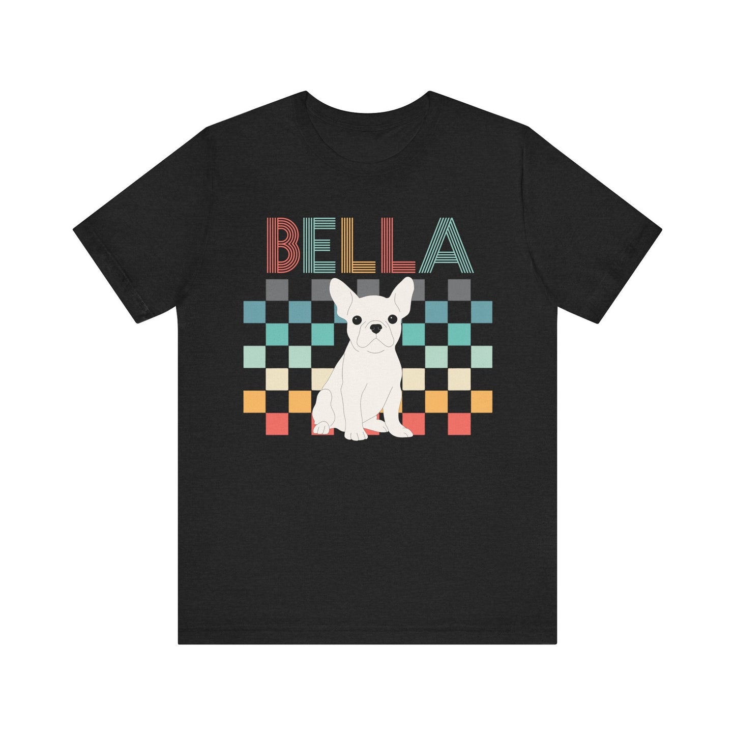 Printify T-Shirt White French Bulldog Checkered Tee