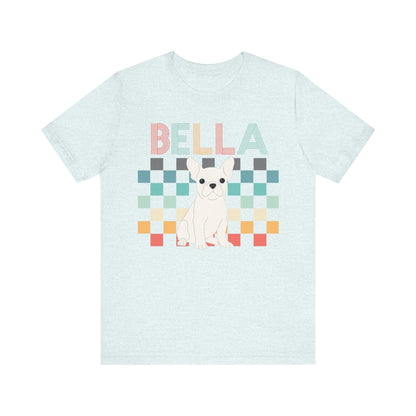 Printify T-Shirt White French Bulldog Checkered Tee