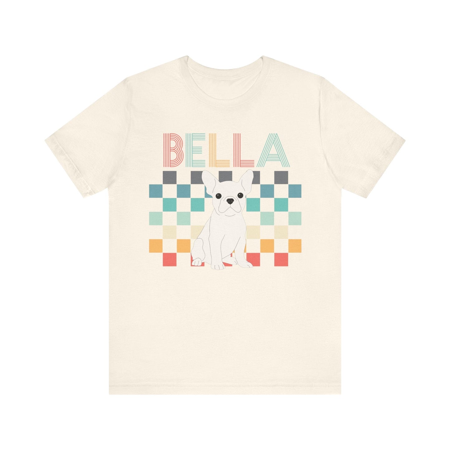 Printify T-Shirt White French Bulldog Checkered Tee