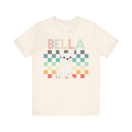 Printify T-Shirt White French Bulldog Checkered Tee