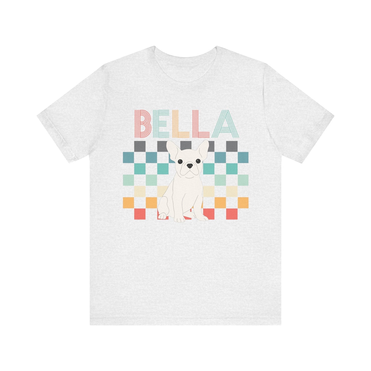 Printify T-Shirt White French Bulldog Checkered Tee