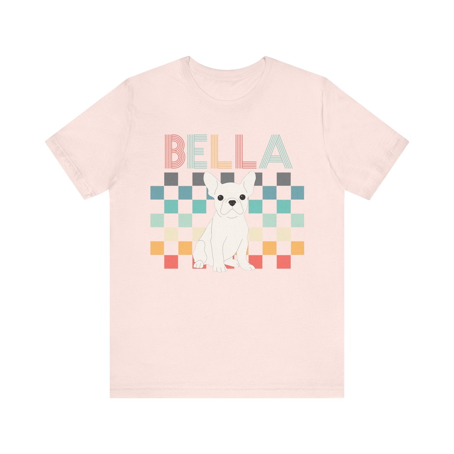 Printify T-Shirt White French Bulldog Checkered Tee