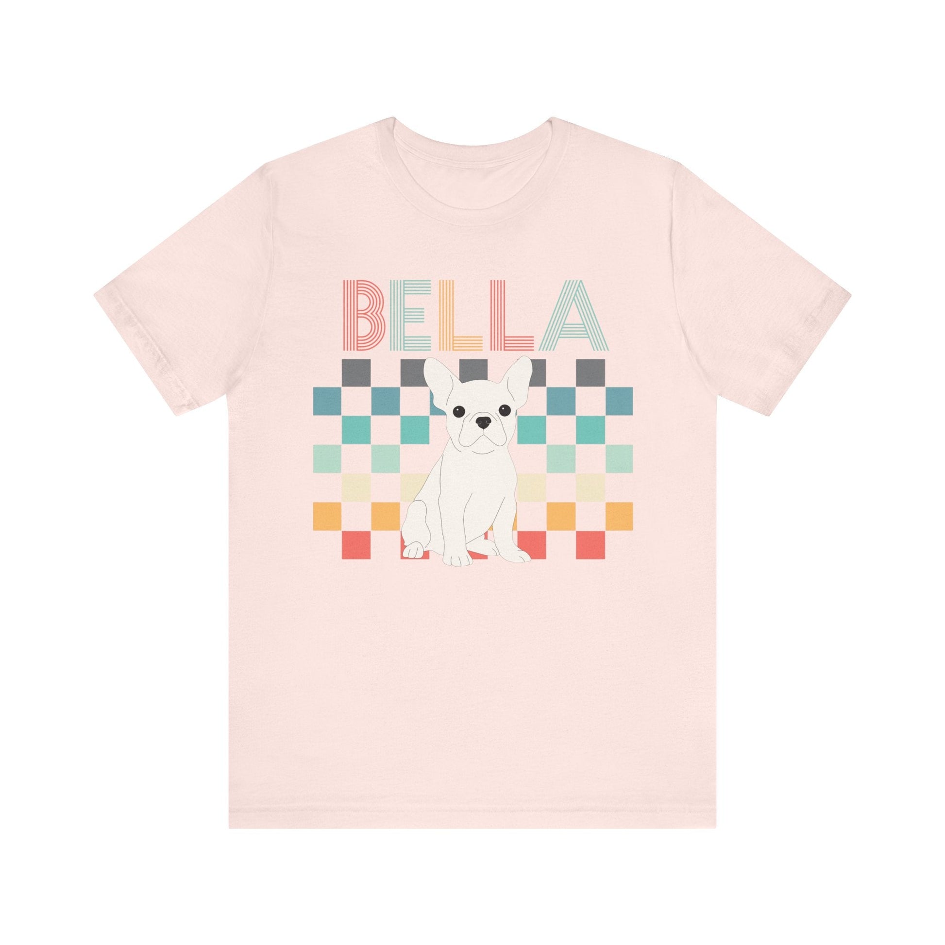Printify T-Shirt White French Bulldog Checkered Tee