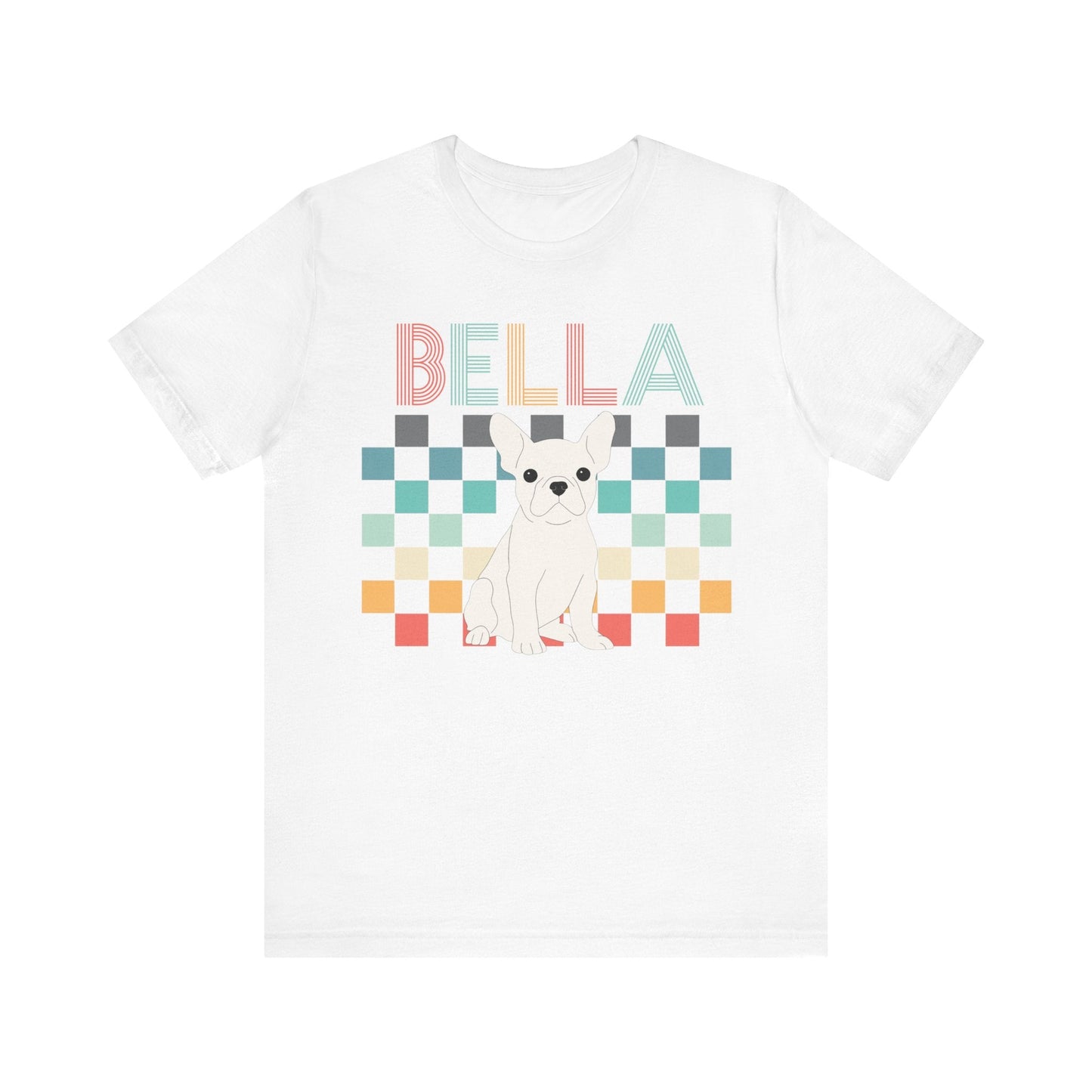 Printify T-Shirt White French Bulldog Checkered Tee