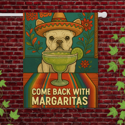 White French Bulldog Cinco de Mayo Fiesta Garden Flag 24.5'' × 32''