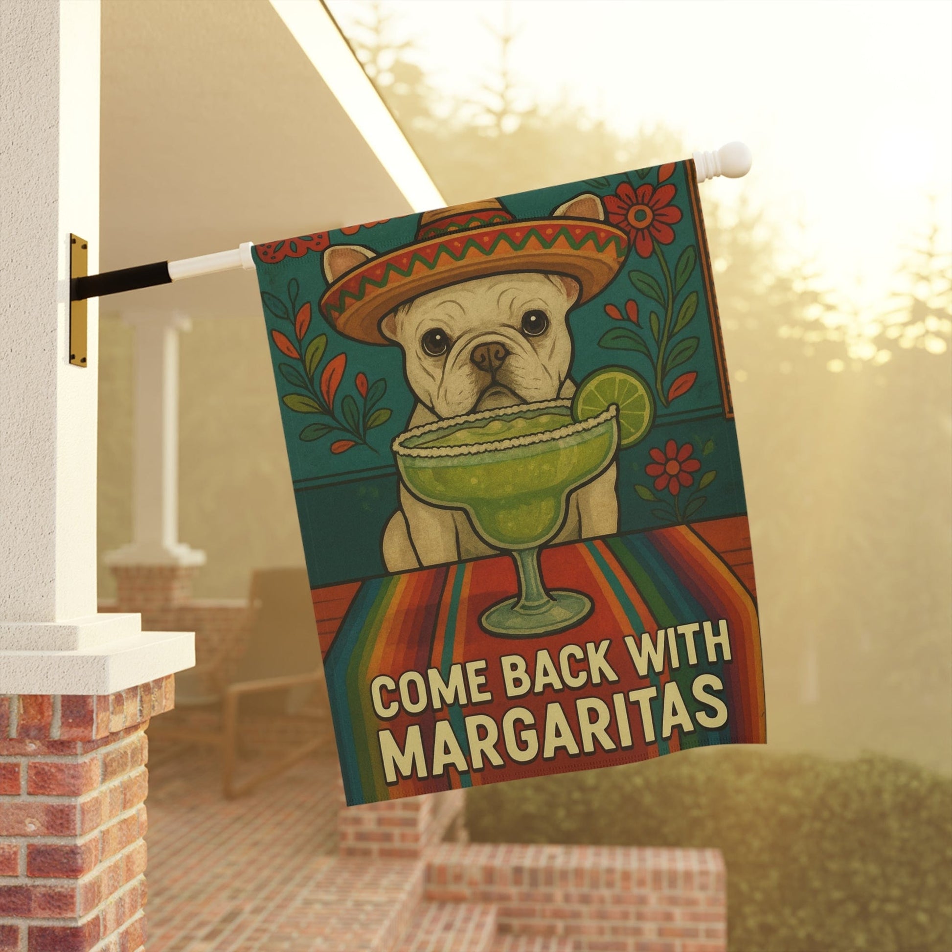 White French Bulldog Cinco de Mayo Fiesta Garden Flag